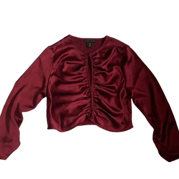 Revolve House of Harlow Burgundy satin Blouse Keyhole design Women’s size L - Picture 1 of 10